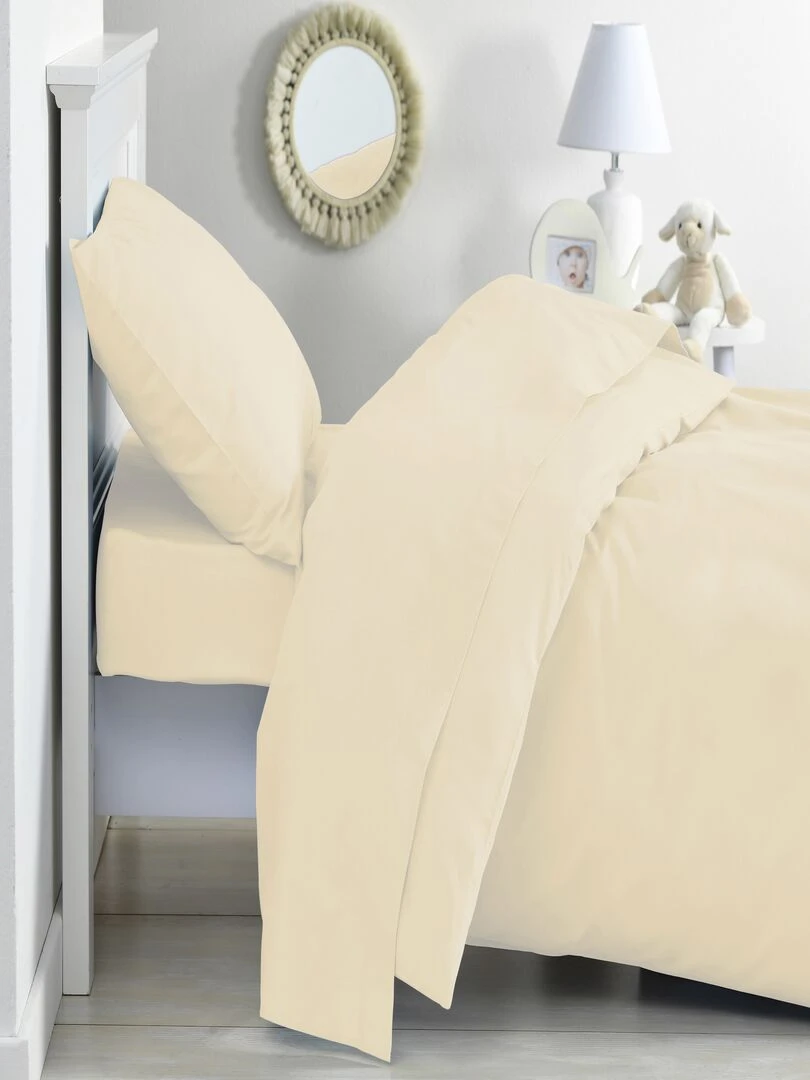 Lot x2 Taies d'oreiller 100% coton Bio 'Ptit Basile' Ecru