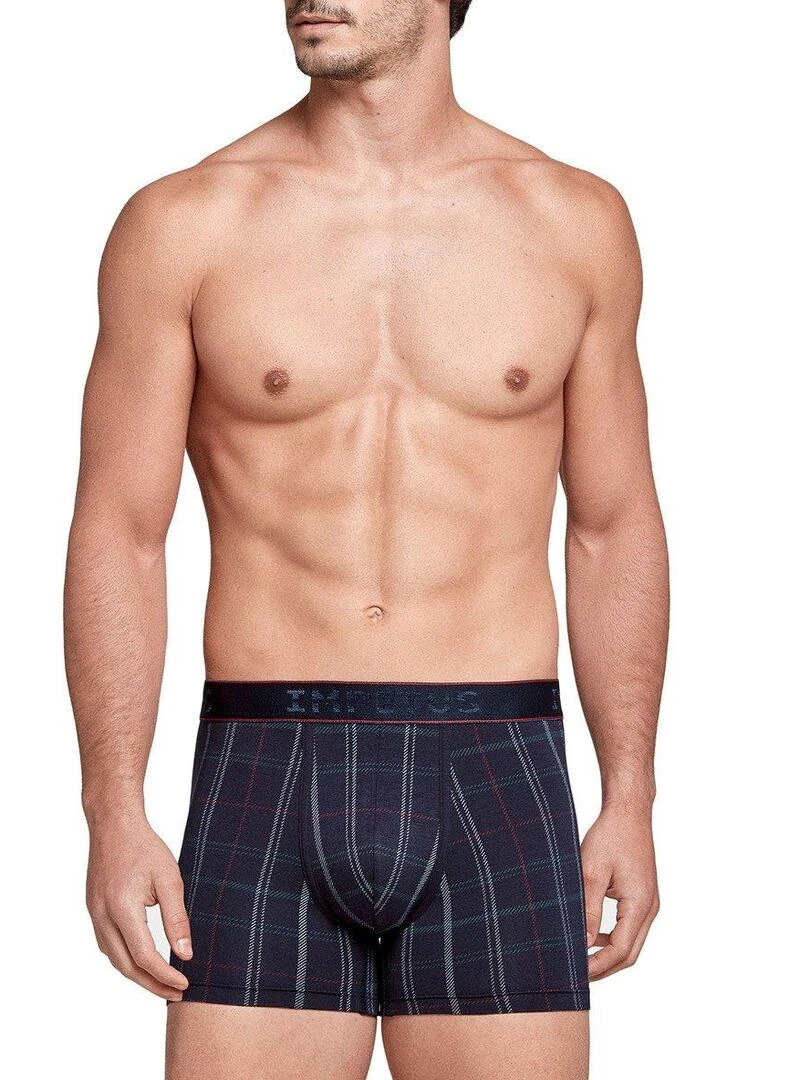 Boxer à carreaux en modal et coton Christmas Bleu