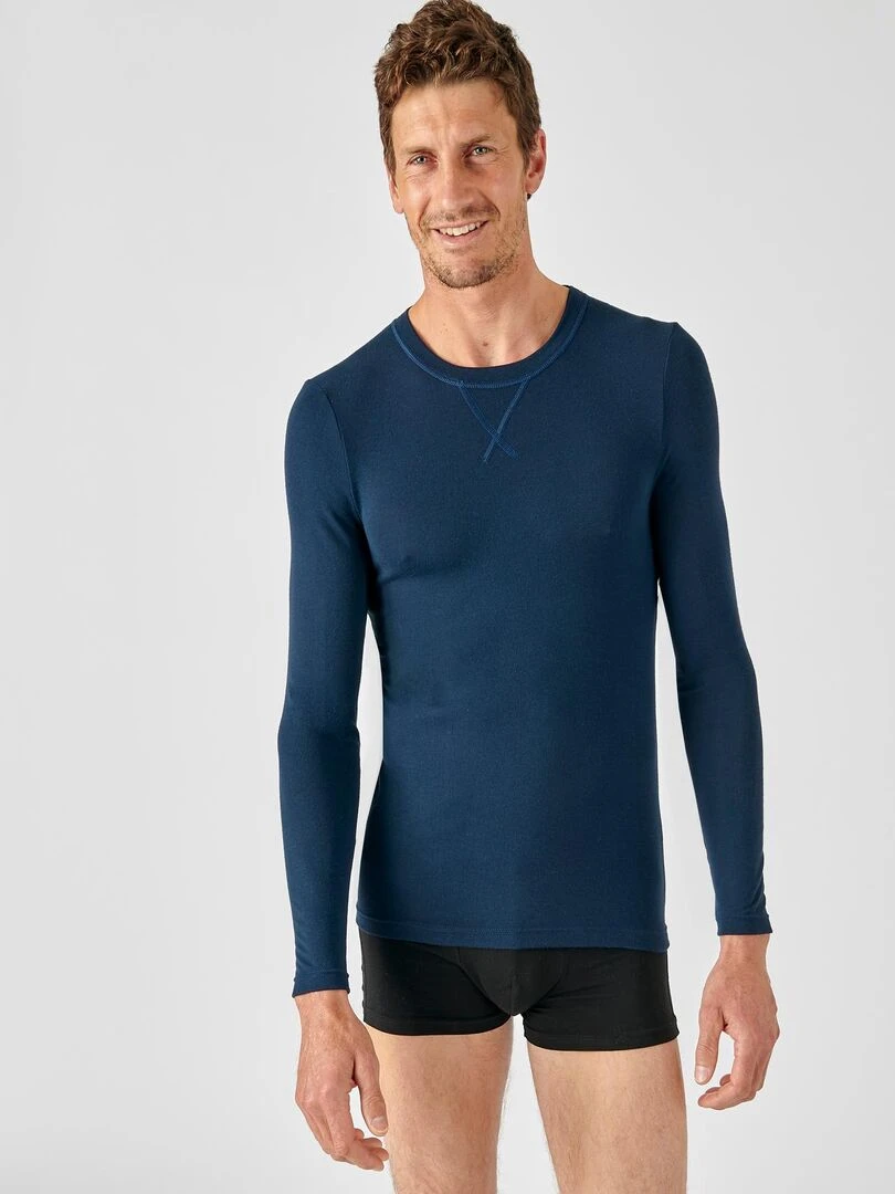 T shirt manches longues Thermolactyl Sensitive Damart Bleu marine