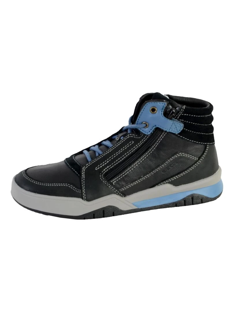 Basket Montante Geox EnfantGarçons J Perth B.D SYNT+WAX.LEA Noir