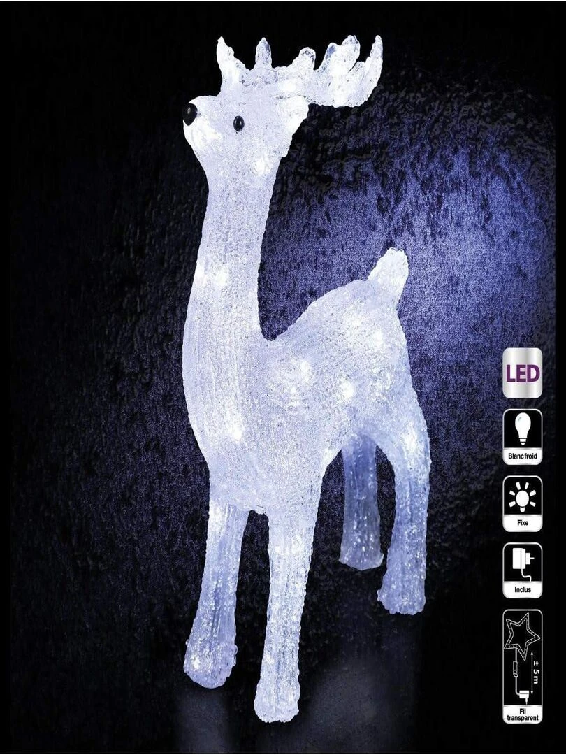 Renne de Noel lumineux exterieur 40 Led 45 cm Blanc