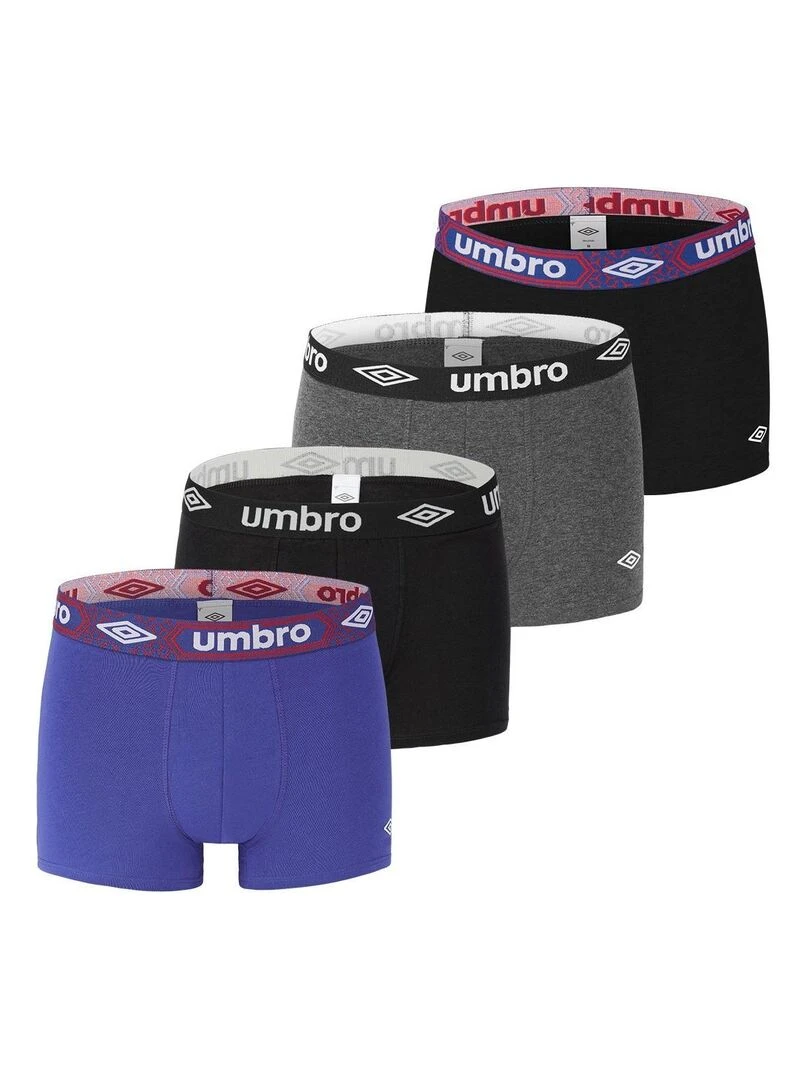 Lot de 4 Boxers homme coton Bio Neo Umbro Noir