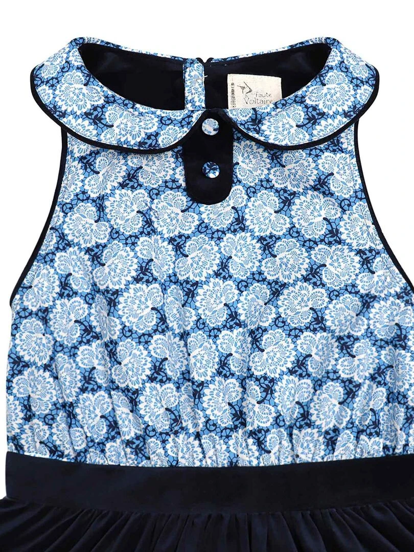Robe Qui Tourne Fille   Marine Fleurie Liberty   HEPBURN   'LA FAUTE A VOLTAIRE'   Bleu marine