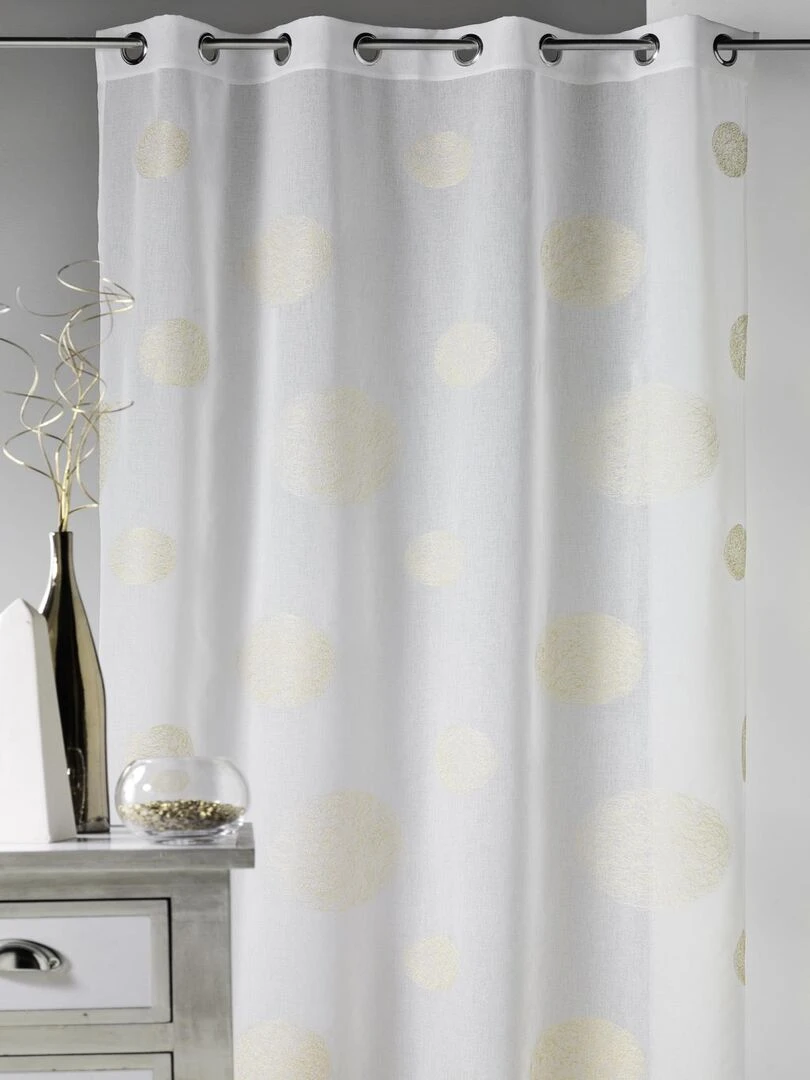 Voilage en Etamine Brodé ronds fils lurex brillants Doré/or