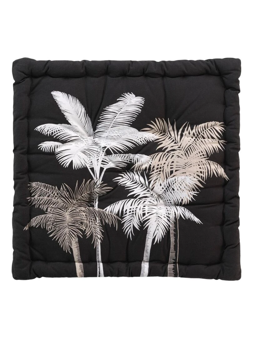 Coussin de sol coton 60 x 60 cm Ethno palm Noir