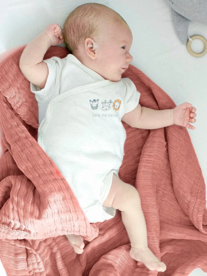 Couverture mousseline bebe en coton 80 x 80 cm   Cuivre