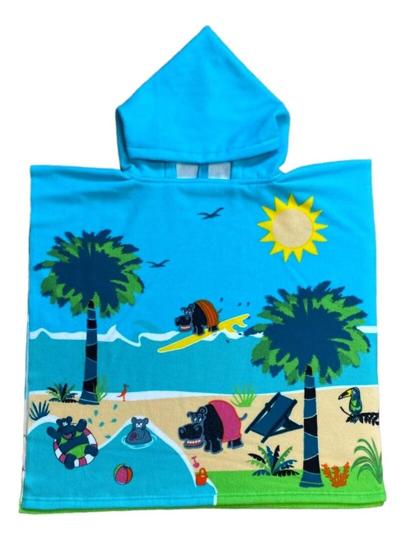 Poncho de bain microfibre Hippo 60x120 250 g/m² Multicolore