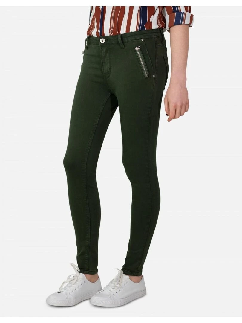 Jean slim taille haute Kebello Vert
