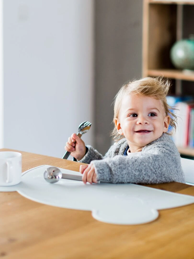 Set de table en forme d’ours en silicone   Gris clair