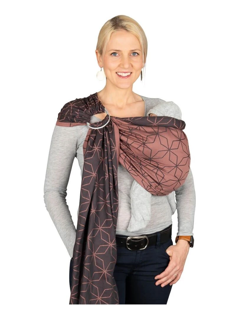 Hoppediz Écharpe de portage Ring Sling (bio) Gris Rose foncé
