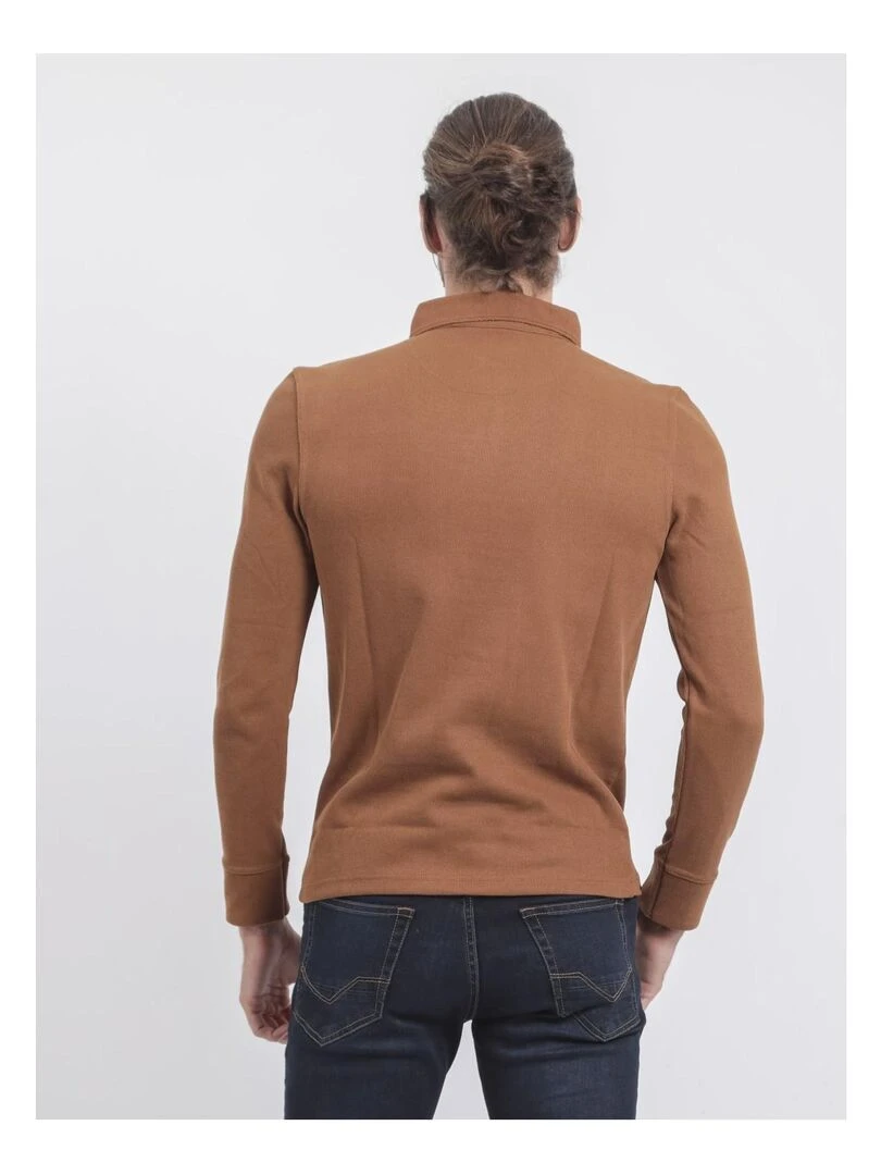 Pull fin col polo WILPARK Marron caramel