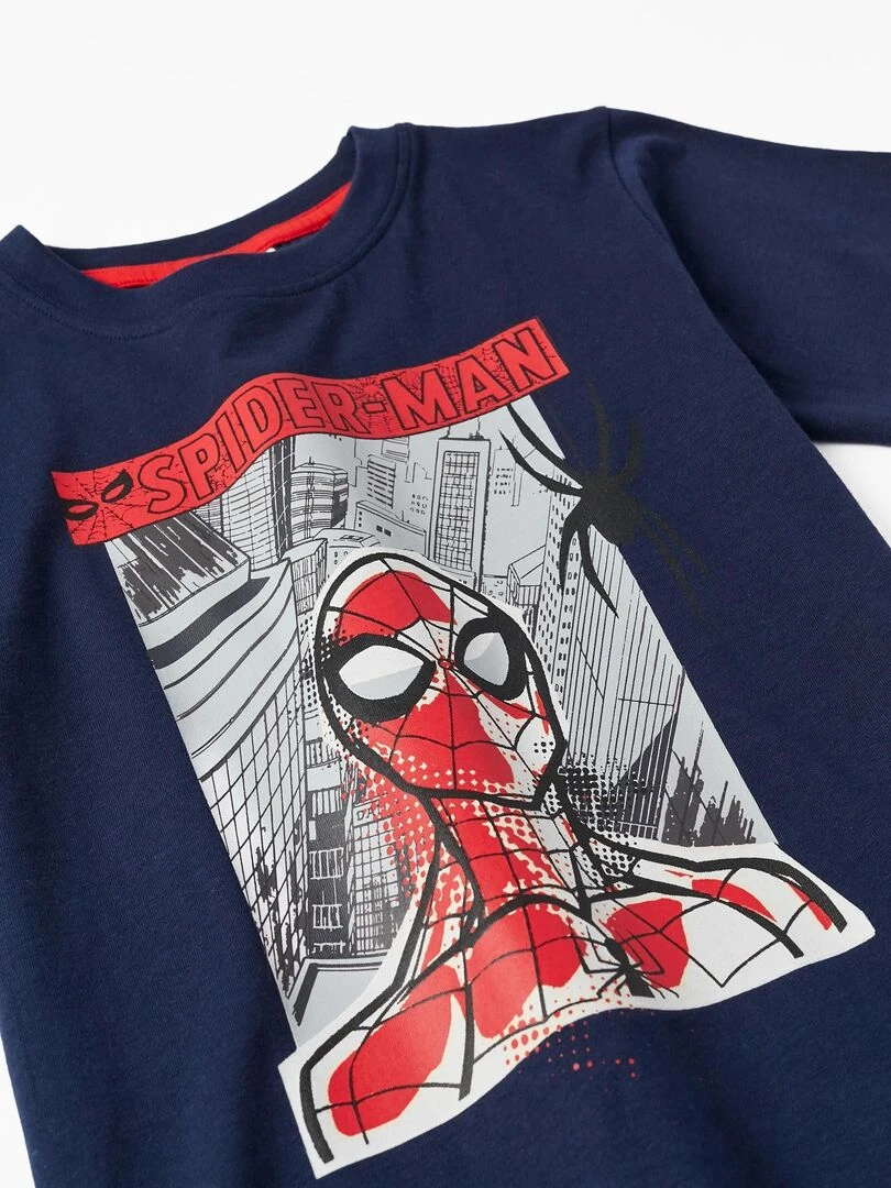 T Shirt en coton pour garçon 'Spider Man' manches courtes   Bleu foncé