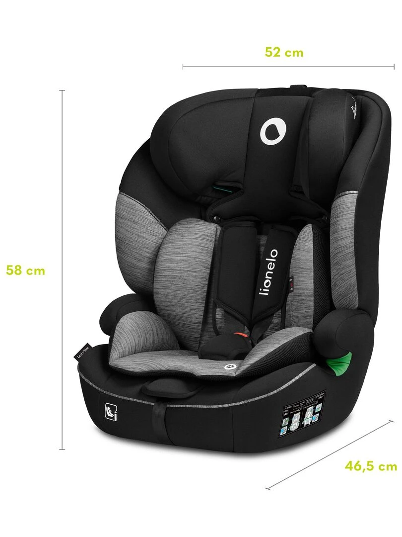Siège auto évolutif LIONELO Levi i Size   Groupe 1/2/3   Gris   Noir Gris