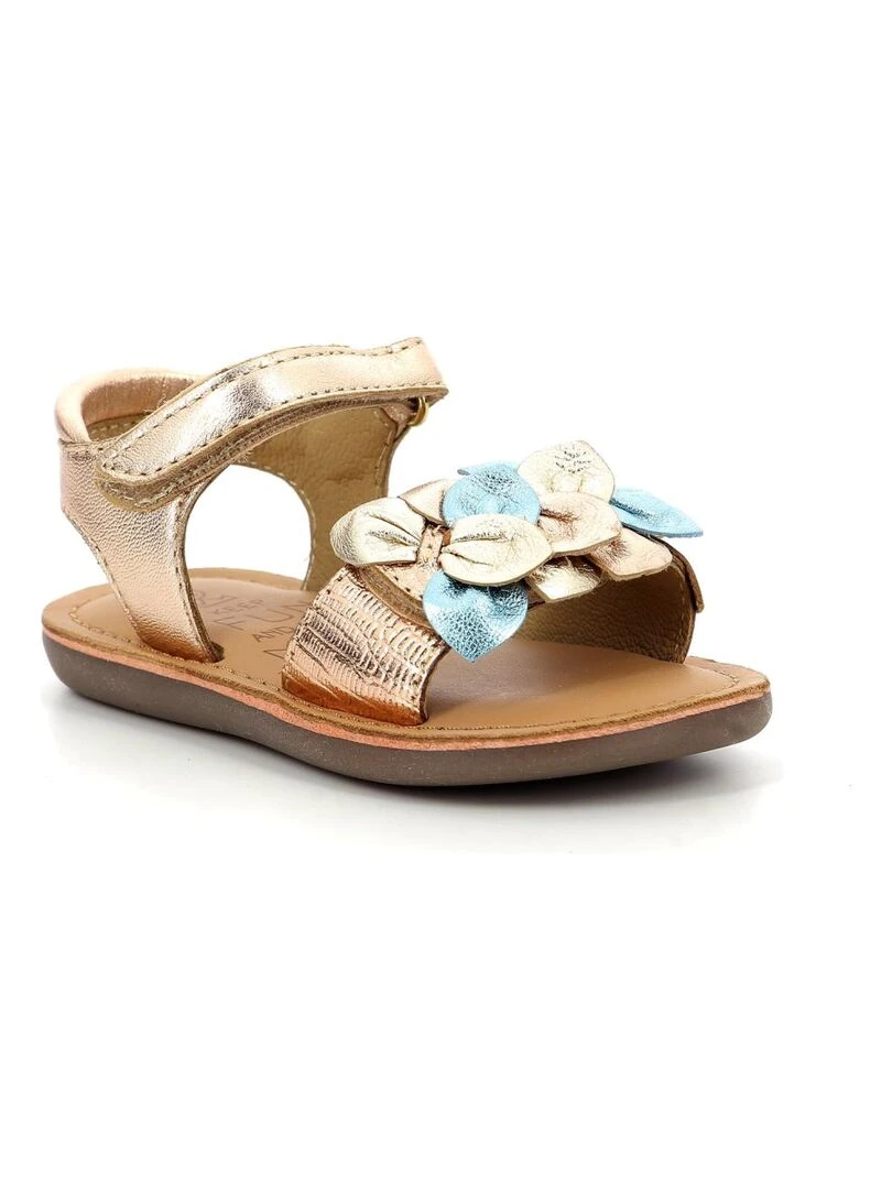 Sandales Cuir Cloknot Rose