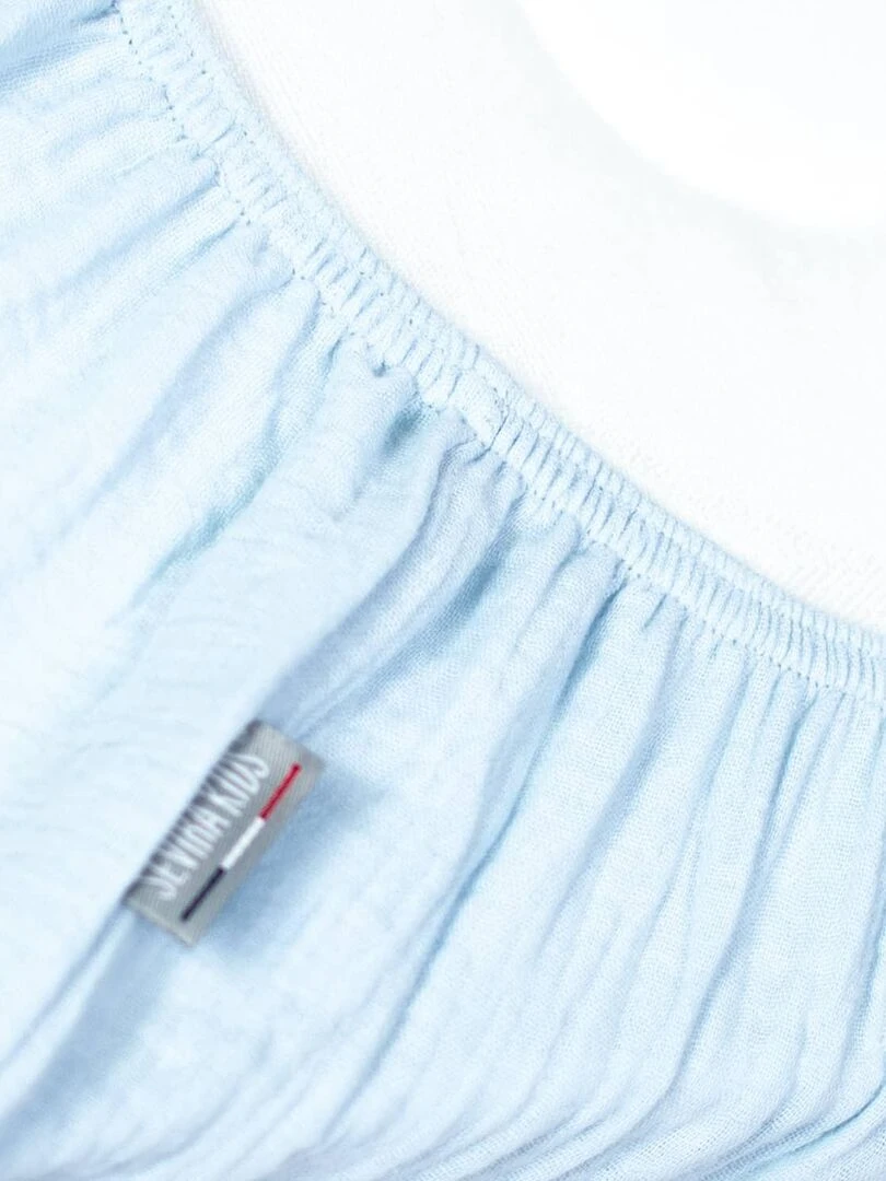 Drap housse uni en gaze de coton Bleu