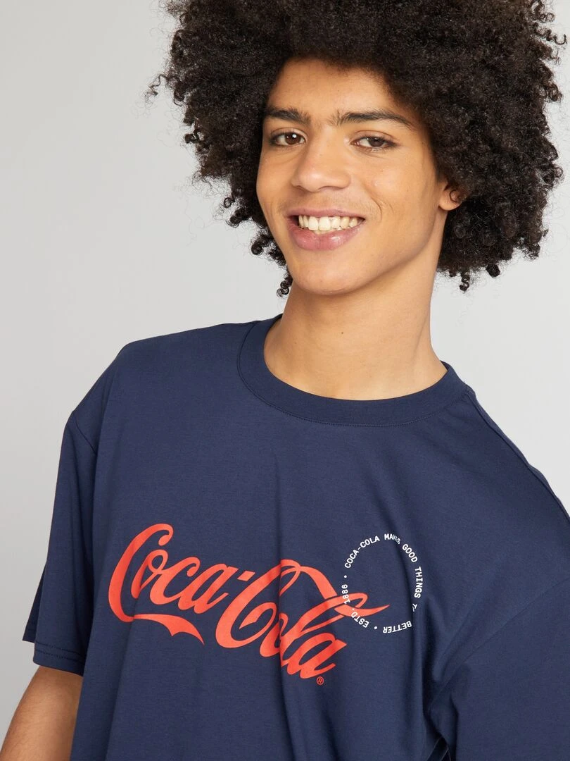 T shirt 'Coca Cola' à col rond   Bleu