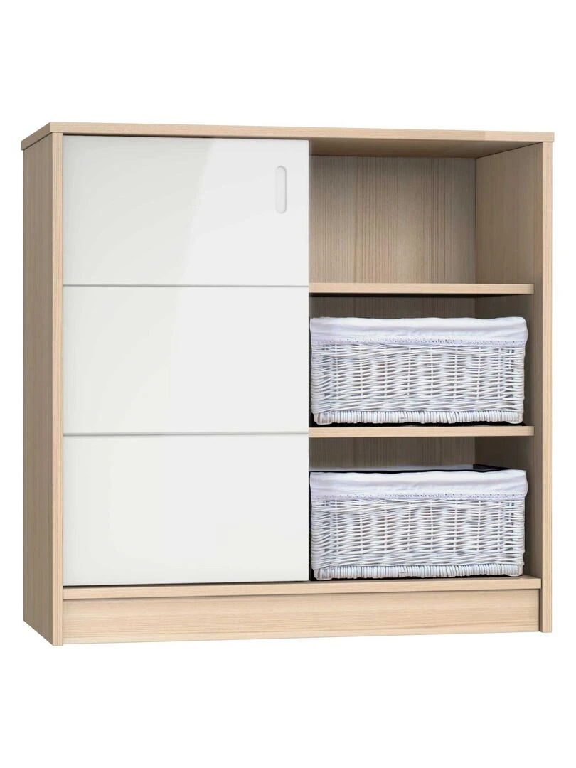 Commode java 3 niches et 1 porte coulissante Blanc