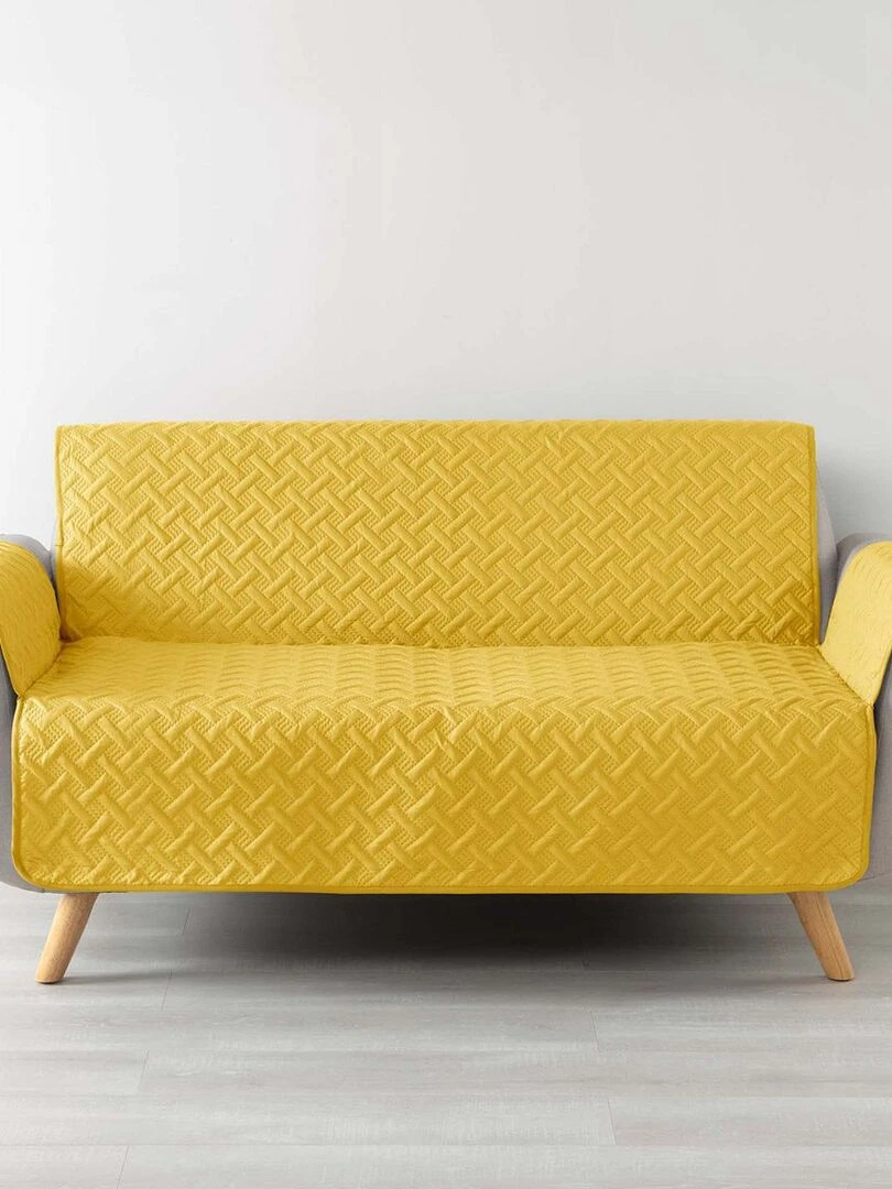 Protège canapé 3 places matelassé 279x179 uni Lounge jaune Jaune