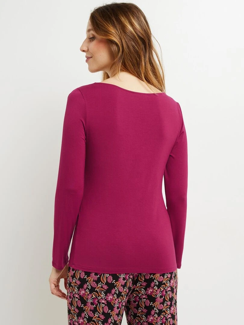 T shirt manches longues viscose Camille RougeGorge Lingerie Violet prune