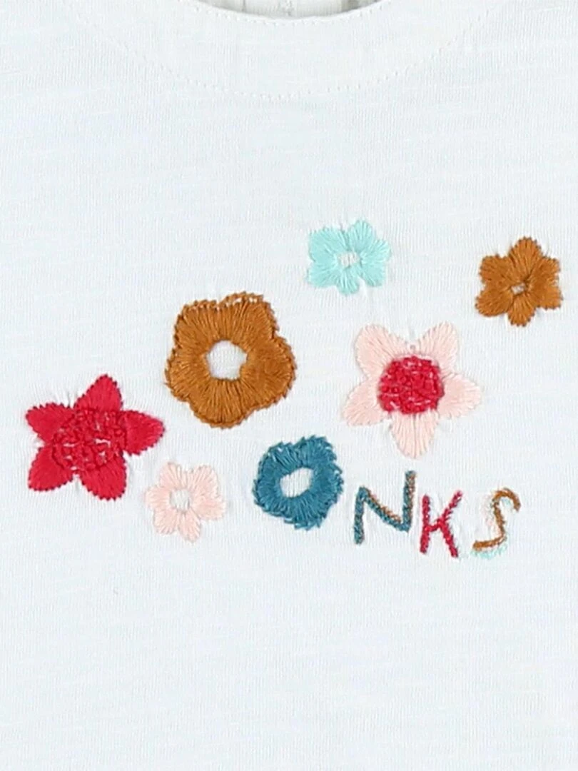 Set t shirt + short en coton BIO  écru/aqua   Noukie's   Blanc