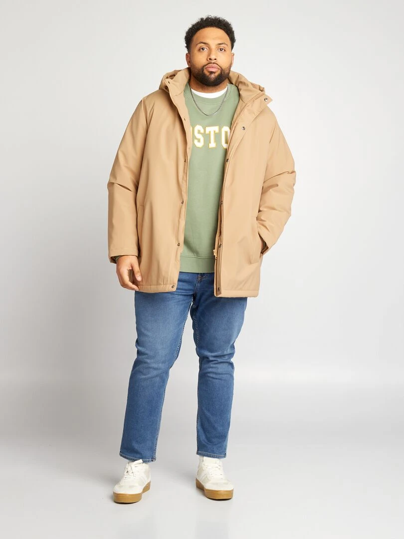 Parka mi longue déperlante Beige