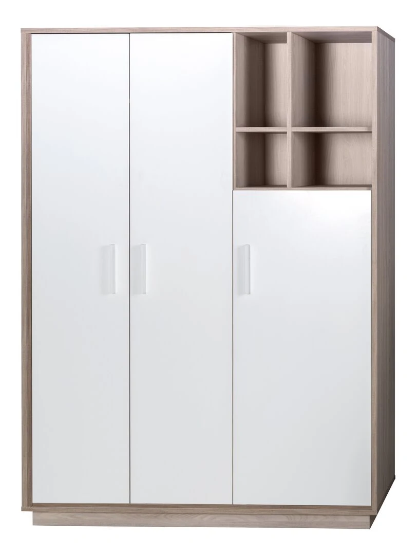 ROBA Armoire "Olaf" 3 portes – avec compartiment ouvert – blanc / orme lunaire Blanc