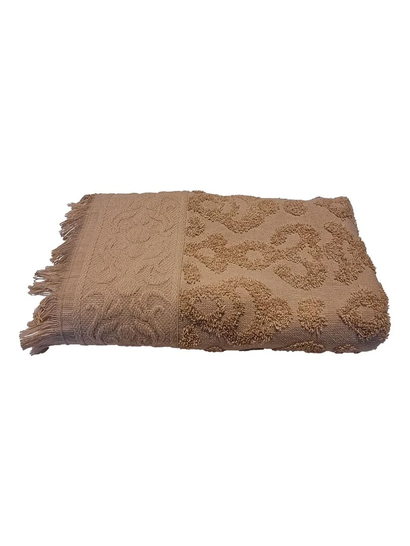 Serviette JACQUARD à franges Beige Beige
