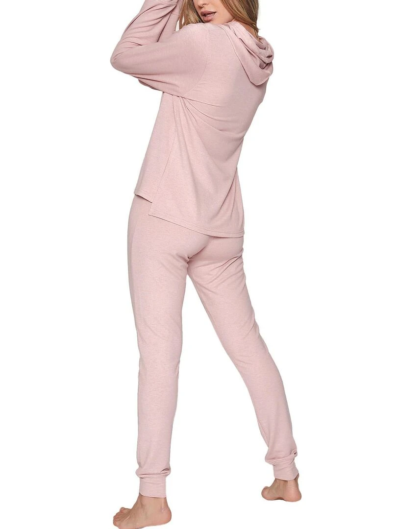 Pyjama pantalon sweat capuche Make It Happen Rose