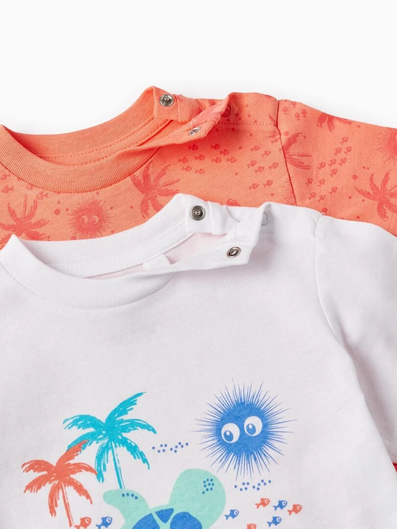 2 T Shirts En Coton Pour Bébé Garçon 'Animaux Marins' manches courtes EXPLORING AUSTRALIA   Blanc