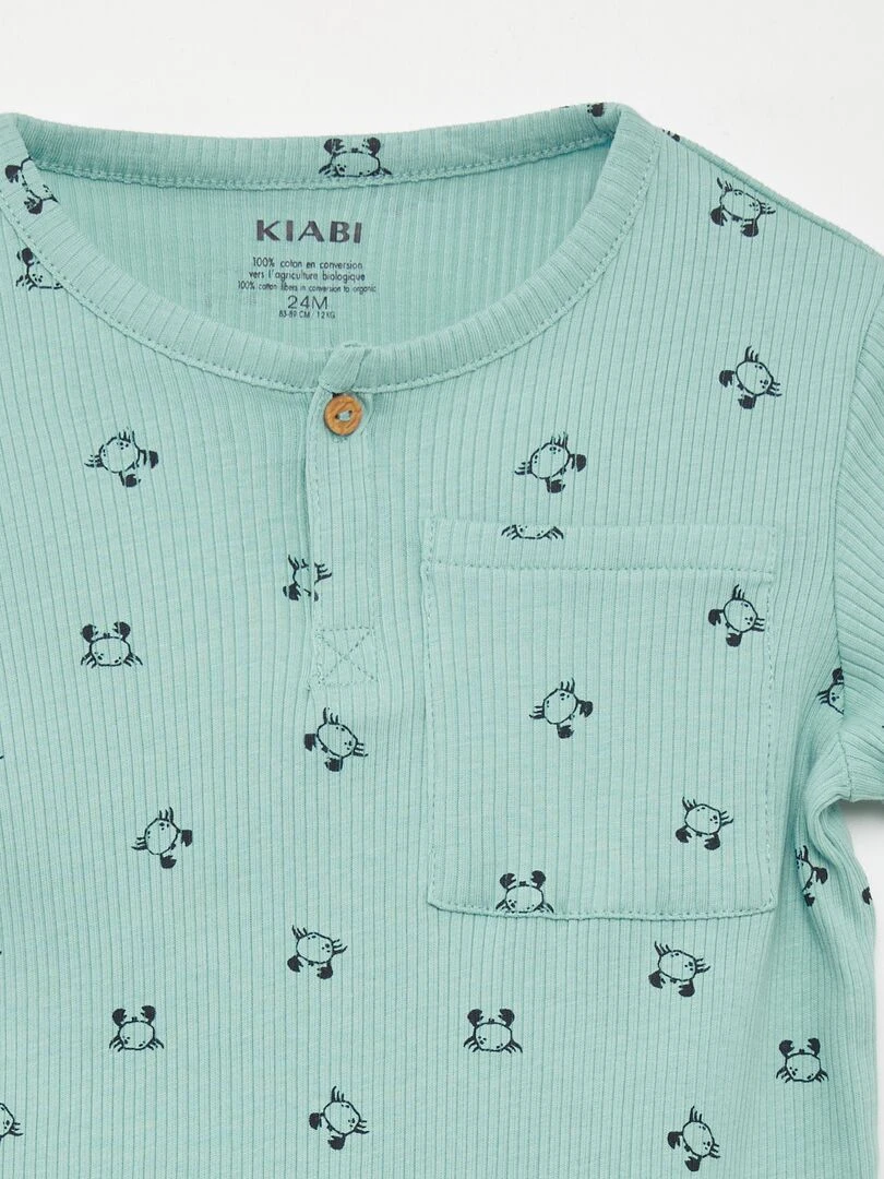 Pyjama short 2 pièces imprimé   Bleu