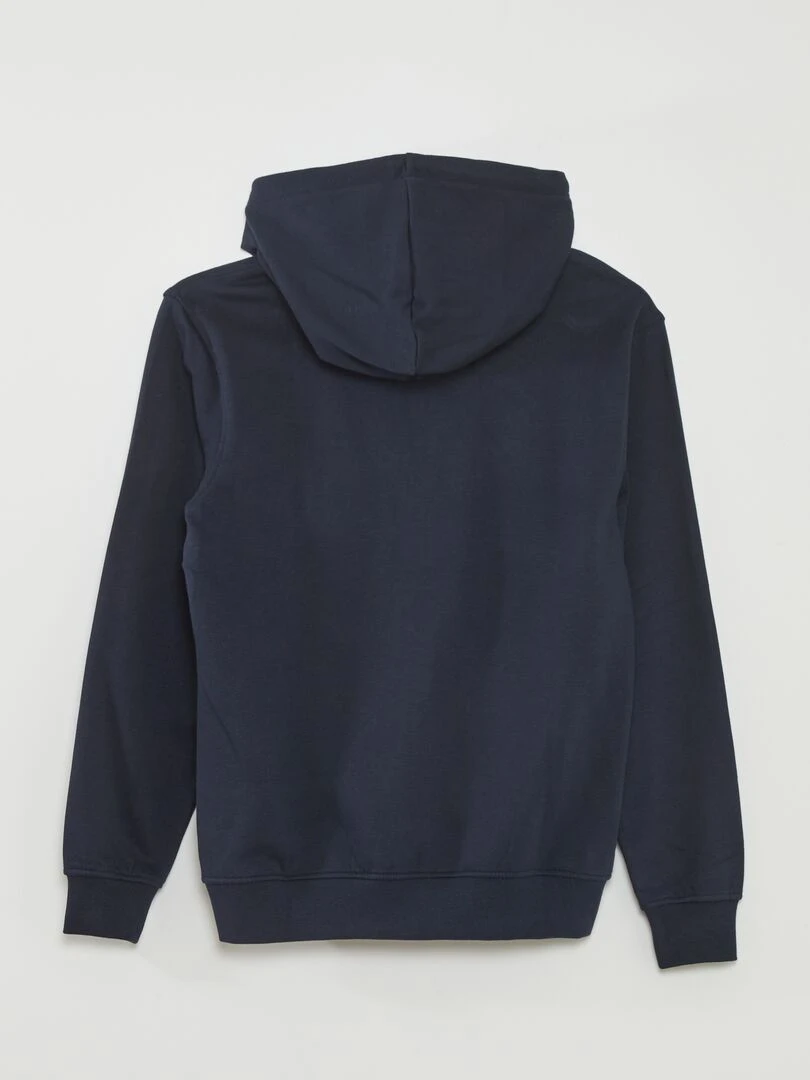 Sweat zippé à capuche en molleton uni Bleu marine
