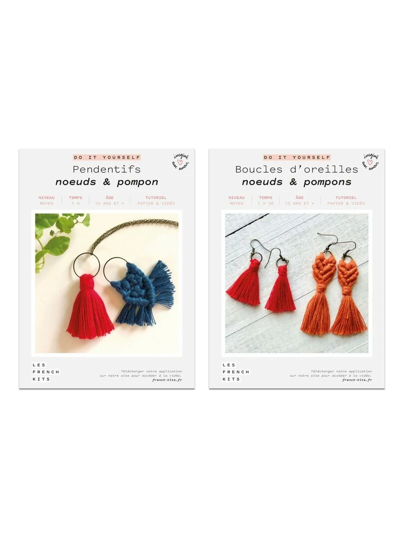 Bijoux Macramé Pendentifs Boucles d'oreilles rouge N/A