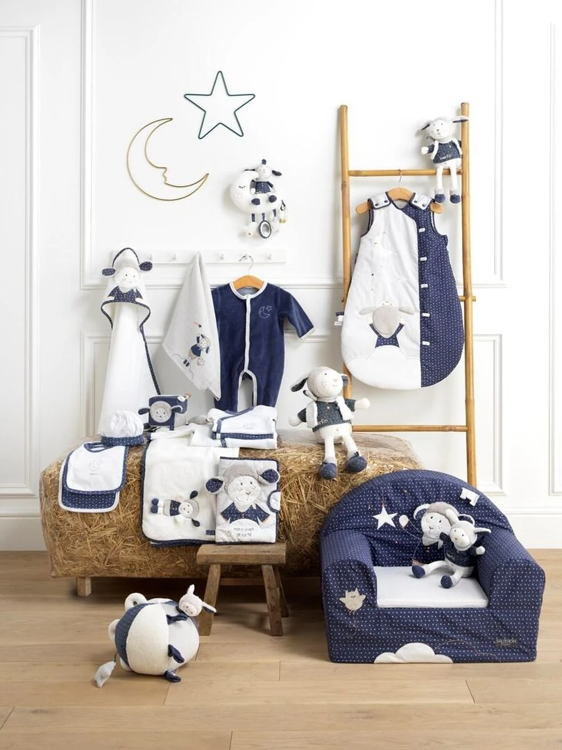 Bavoirs lot de 2 en coton Bleu   SAUTHON   Bleu