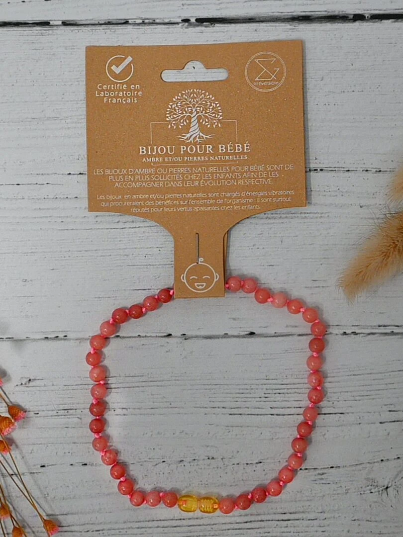 Collier Bébé Pierres naturelles : Quartz Rose Rose