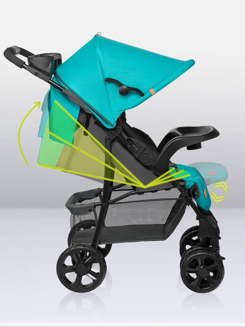 LIONELO Emma Poussette canne Accessoires inclus Bleu turquoise Bleu turquoise