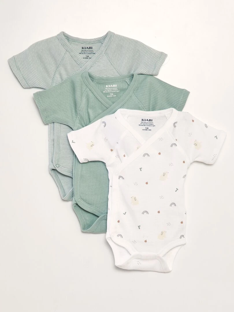 Lot de 3 bodies en coton Jaune/vert