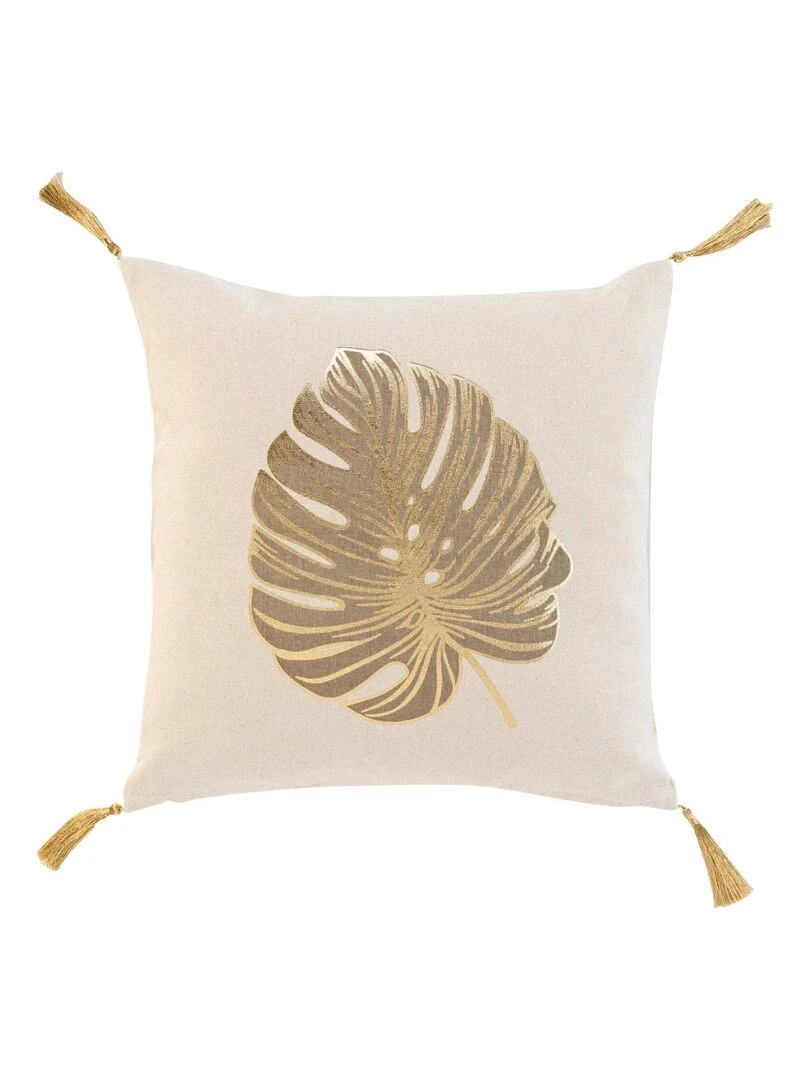 Coussin en coton au style nature dorée Beige