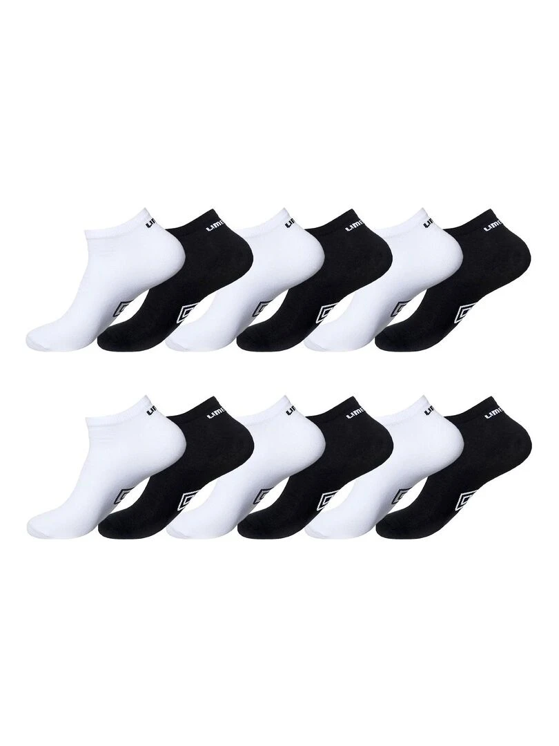 Lot de 12 Paires de Chaussettes Sneackers Homme Taille 39/42 Umbro Noir
