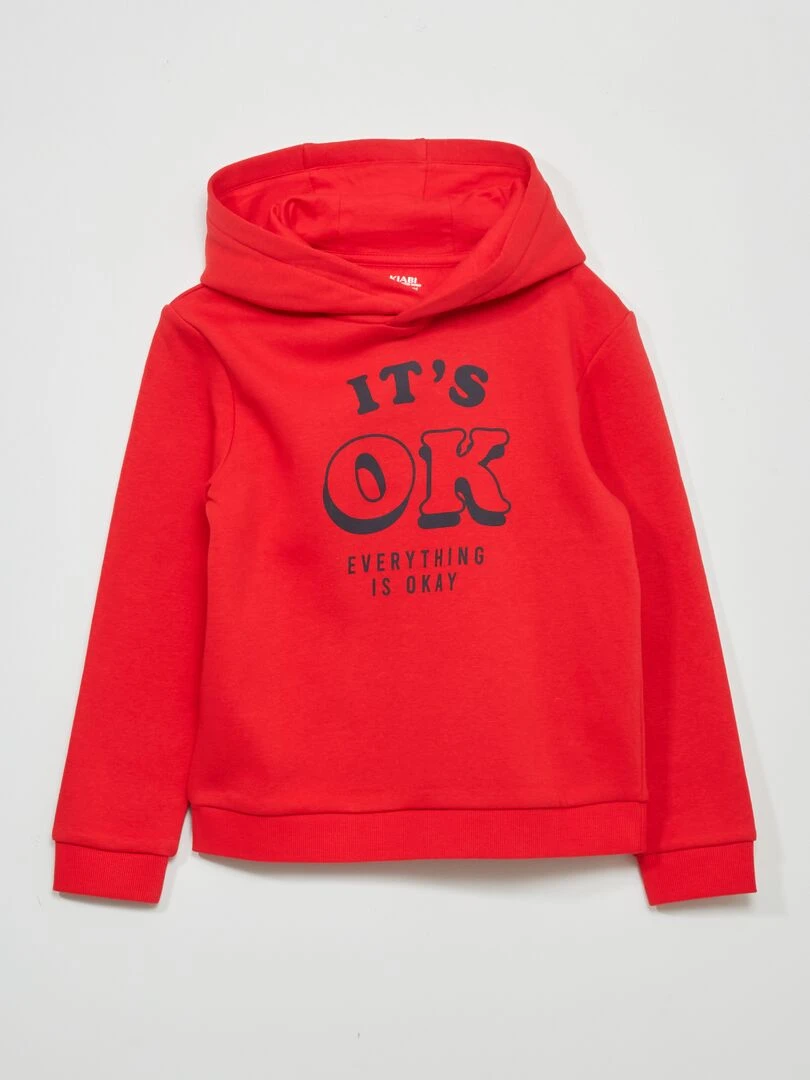 Sweat à capuche en molleton Rouge