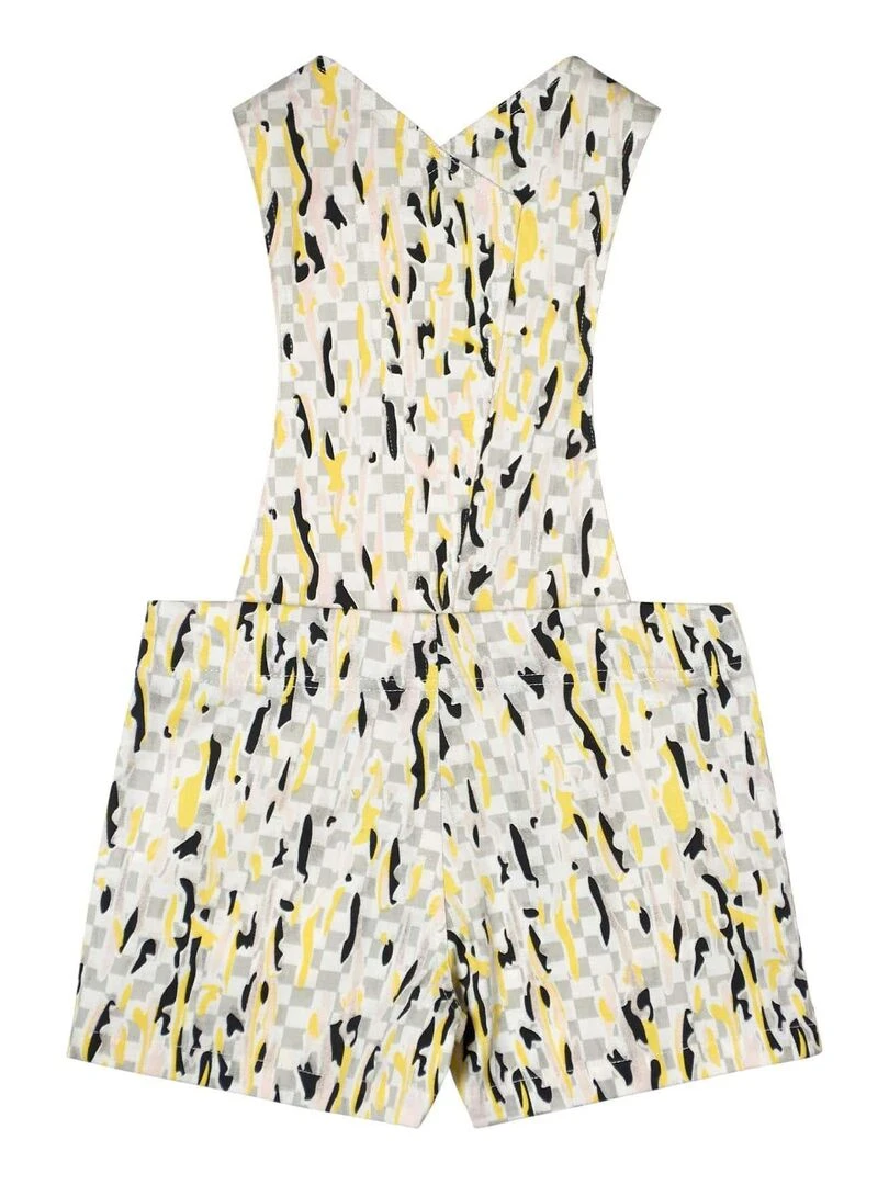 Short Salopette Été Fille 2 en 1  Coton Jaune  CHARLOTTE   'LA FAUTE A VOLTAIRE'   Blanc Jaune Noir