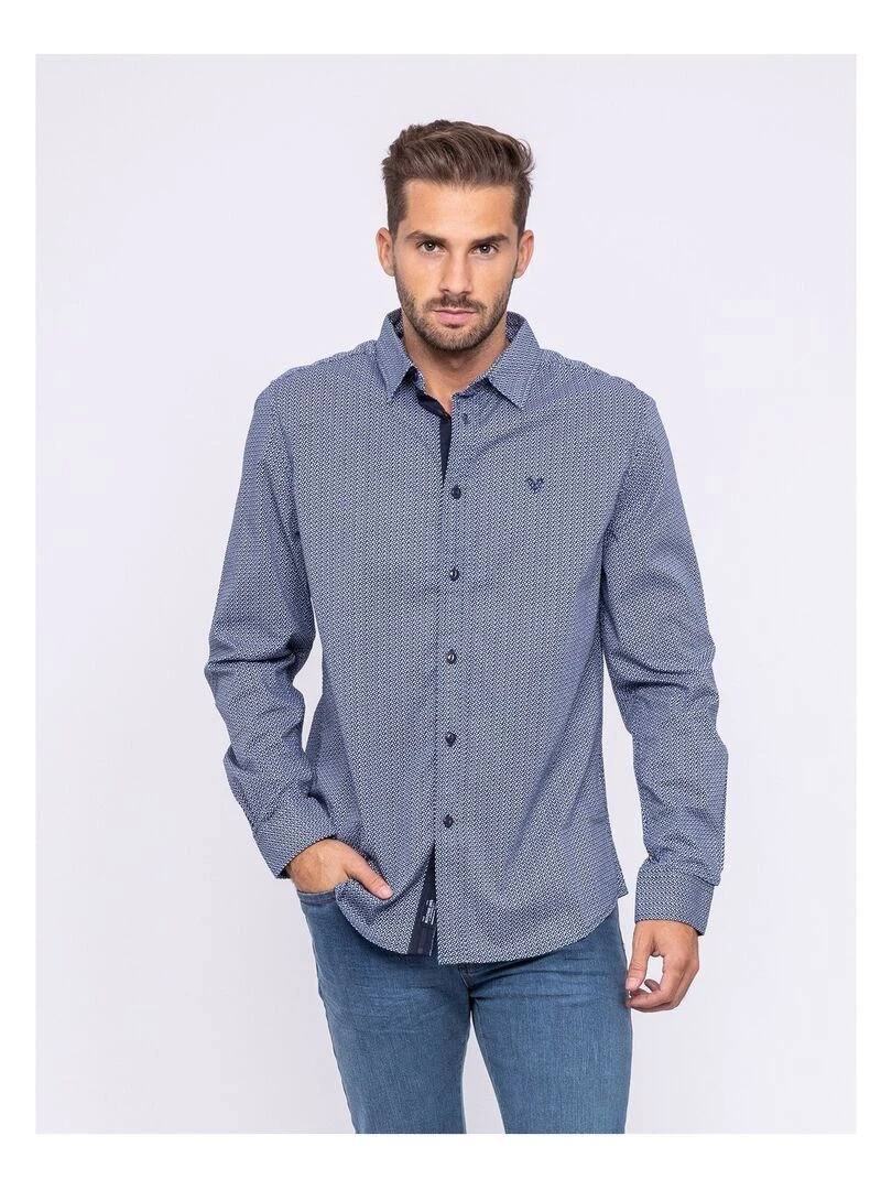 Chemise manches longues motifs TAMIX Bleu marine