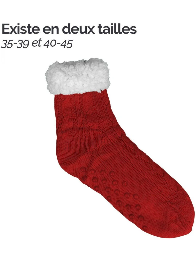 Paire de chaussettes chaussons polaires mixtes Taille 40 45 Vivezen Rouge