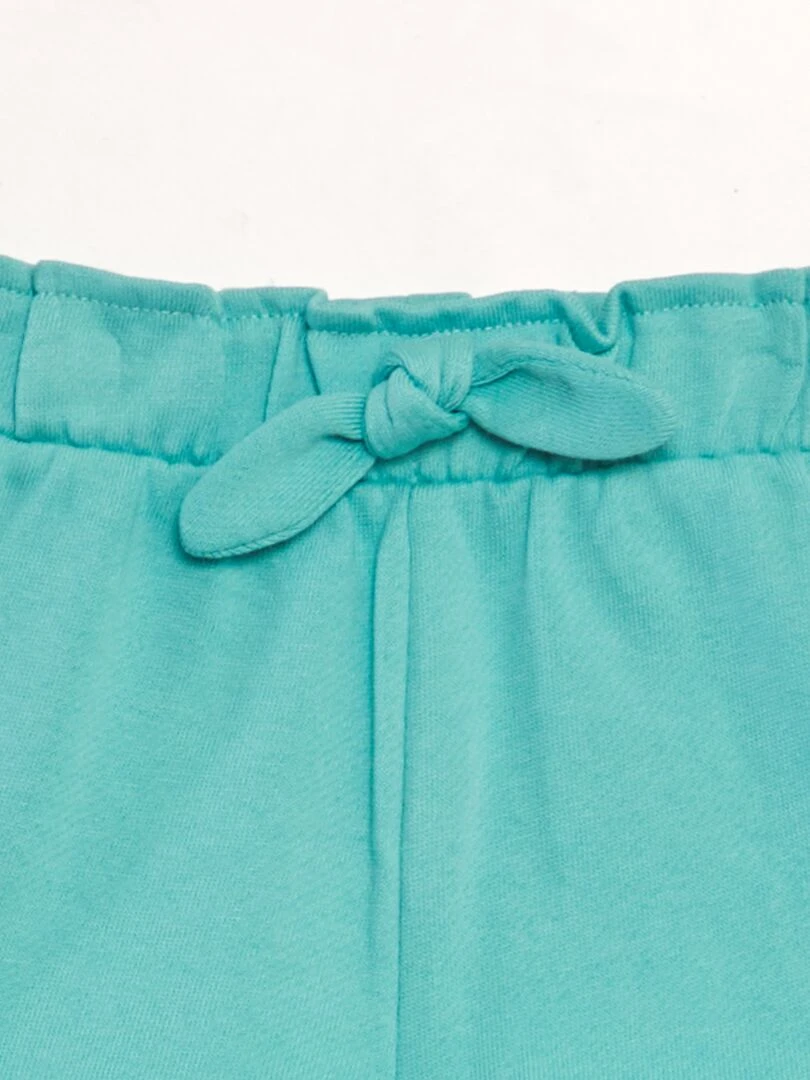 Short en molleton avec volants   Bleu