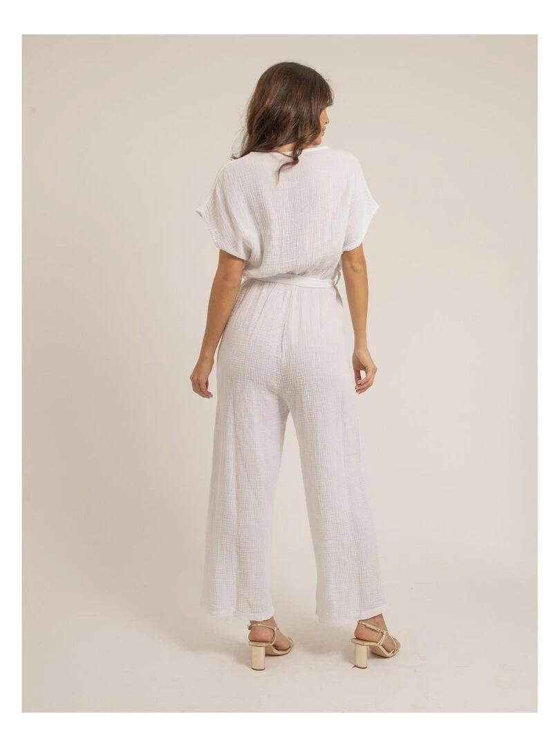 Combi pantalon gaze de coton EROLIE Blanc