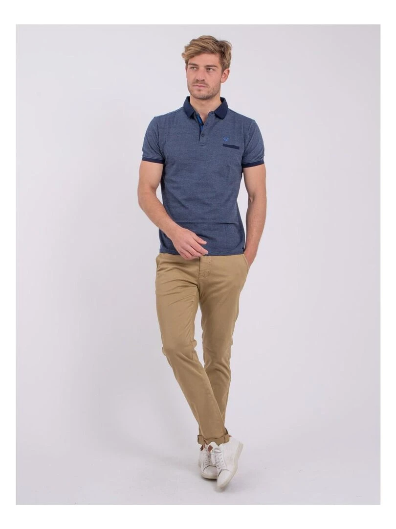 Polo manches courtes pur coton PELESTIN   Bleu marine