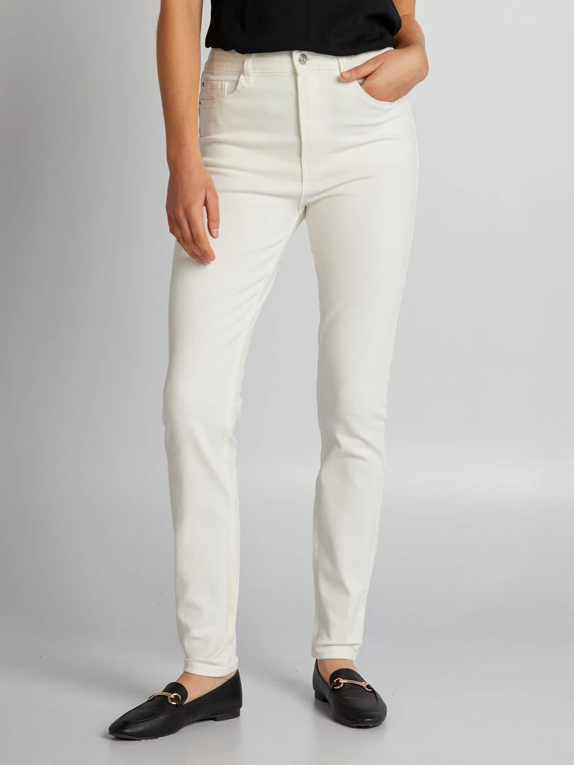 Jean skinny à taille haute L34 Blanc