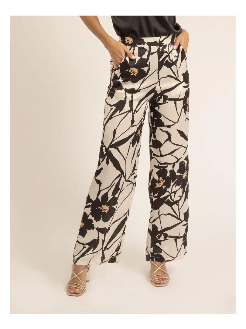 Pantalon fluide motifs EBONIE Ecru
