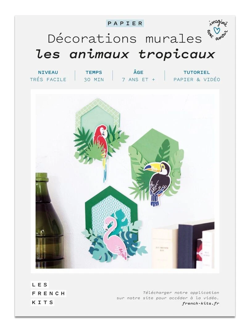 Coffret DIY papier 3 Décors muraux Tropical Multicolore