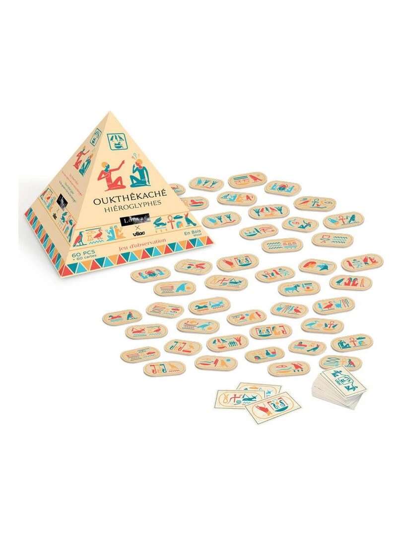 Jeu d'observation en bois : OUKTHÊKACHÉ HIÉROGLYPHES MUSÉE DU LOUVRE N/A