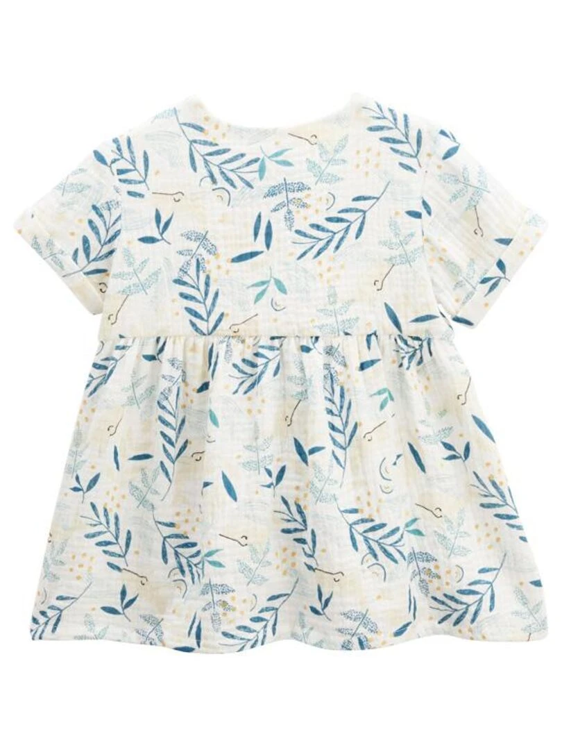 Ensemble robe bébé et bloomer en gaze de coton Iskia   Ecru